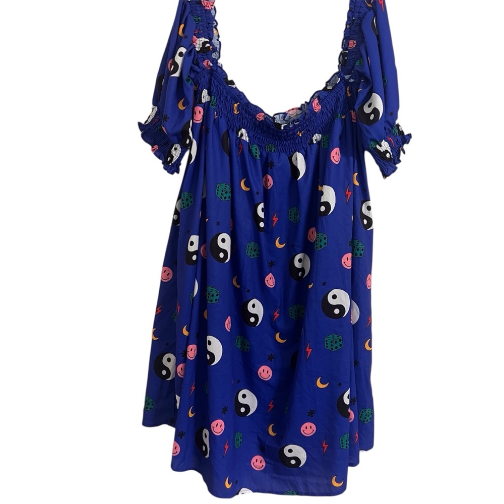 Dressed in LALA Forget The Rules Icon Blue Smocked Midi Dress NWT Size XL - Picture 3 of 13